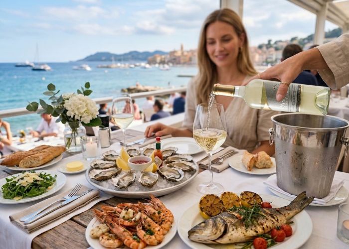 Thưởng thức rượu vang trắng Chile kết hợp cùng hải sản tươi sống.